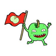 comic cartoon apple with flag N2