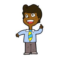 comic cartoon school boy raising hand N2