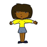comic cartoon woman shrugging shoulders N76