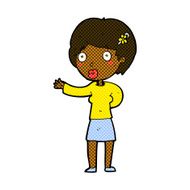 comic cartoon waving woman N26
