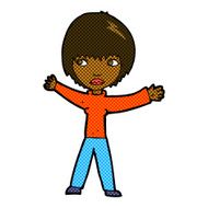 comic cartoon waving woman N27