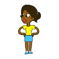 comic cartoon woman with hands on hips N35