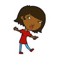 comic cartoon happy girl gesturing to follow N2