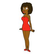 comic cartoon surprised woman in short dress N2