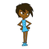 comic cartoon girl with hands on hips N3