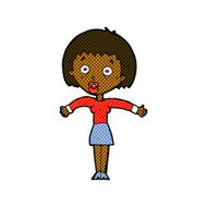 comic cartoon woman shrugging shoulders N78