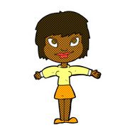 comic cartoon woman with open amrs N2