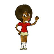 comic cartoon pretty woman waving N13