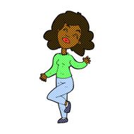 comic cartoon happy woman dancing