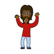 comic cartoon hippie man waving arms