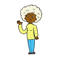 comic cartoon annoyed old woman waving N2
