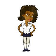 comic cartoon woman with hands on hips N36