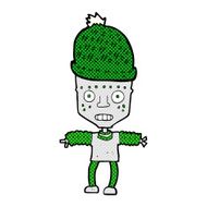 comic cartoon robot wearing hat