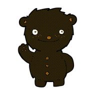 comic cartoon waving black bear N4