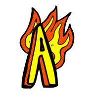 comic cartoon flaming letter