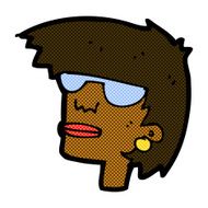 comic cartoon female face with glasses N2