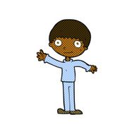 comic cartoon happy waving boy N3