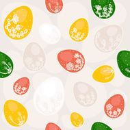 Seamless pattern of colorful doodled easter eggs