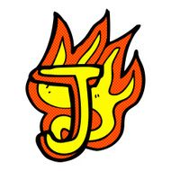 comic cartoon flaming letter N4