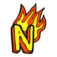 comic cartoon flaming letter N6