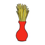 comic cartoon reeds in vase N2