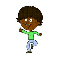 comic cartoon happy waving boy N4