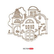 Cartoon hand drawing houses