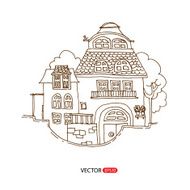 Cartoon hand drawing houses N2
