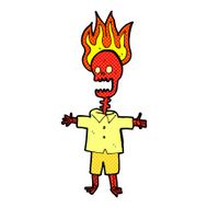 comic cartoon flaming skeleton