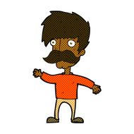 comic cartoon man with mustache waving N4