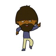 comic cartoon bearded man pointing and laughing N2