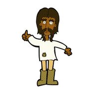 comic cartoon hippie man giving thumbs up symbol N2