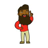 comic cartoon happy bearded man with idea N2