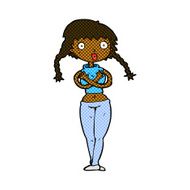 comic cartoon offended woman covering herself N2