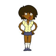 comic cartoon surprised woman with hands on hips N2