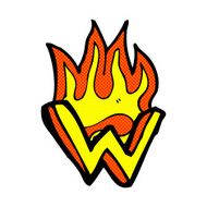 comic cartoon flaming letter N26