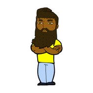 comic cartoon serious man with beard N4
