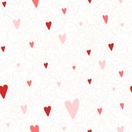 Vector seamless pattern with hearts and swirles