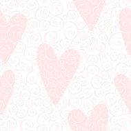 Vector hand drawn seamless pattern with swirles and hearts