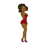 comic cartoon attractive woman in short dress N2
