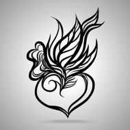 Hand Draw Heart Leaf ink