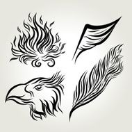 Hand drawn ink Eagle wing feather