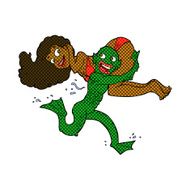 comic cartoon swamp monster carrying girl in bikini N2