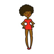comic cartoon happy woman with hands on hips N3