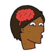 comic cartoon head with brain symbol N7