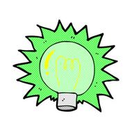 comic cartoon flashing green light bulb N2