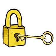comic cartoon padlock and key