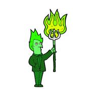 comic cartoon devil with pitchfork N5