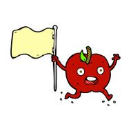 comic cartoon funny apple with flag N2
