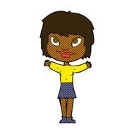 comic cartoon woman waving arms N4